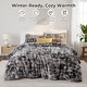 preview thumbnail 23 of 30, 3 Pieces Fluffy Faux Rabbit Fur Comforter Set, Plush Fuzzy Bedding Set for Winter King - Dark Gray