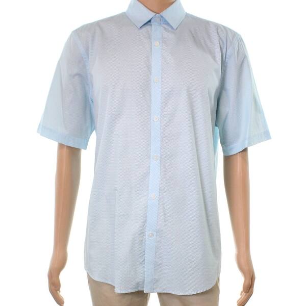 Shop Alfani New Blue Coast Mens Size Large L Button Down Geometric
