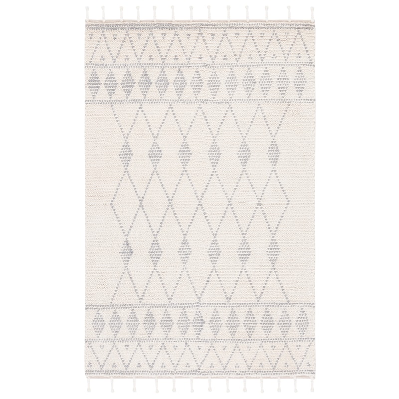 SAFAVIEH Handmade Casablanca Margret Boho Wool Tassel Rug - 5' x 8' - Ivory/Grey