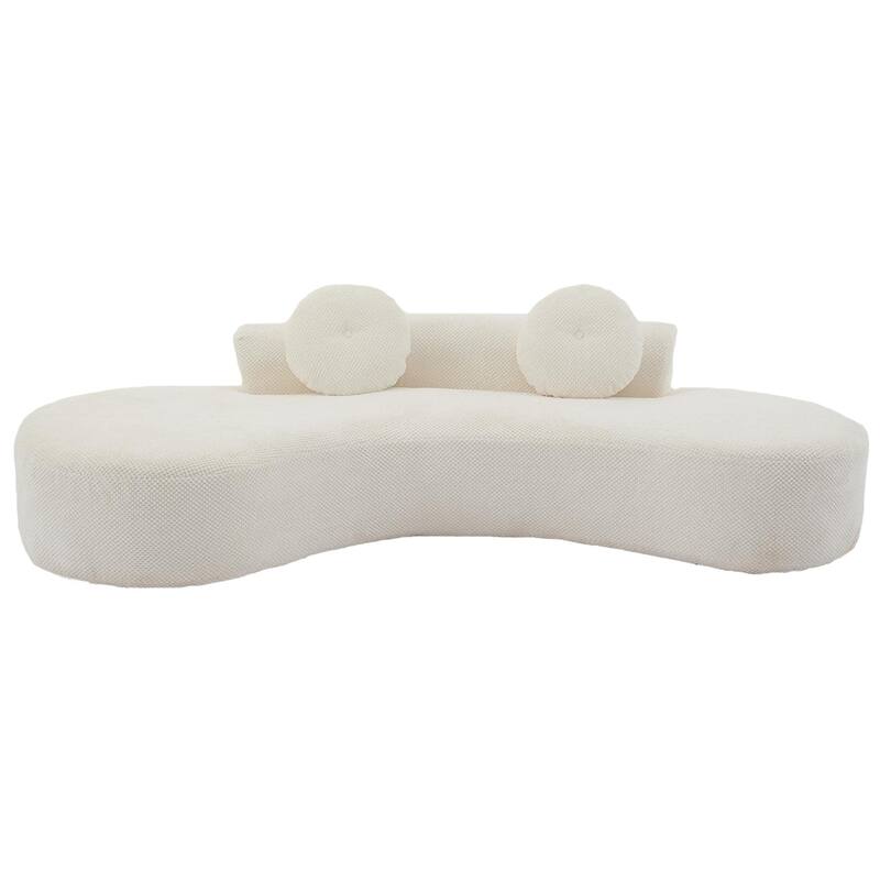 Curved Sofa Couch with Chaise, Modern Sleeper Sofa with Ottoman Bench, 105.5"