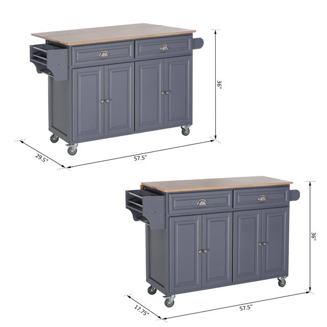 Rolling Kitchen Island on Wheels Ultility Cart with DropLeaf