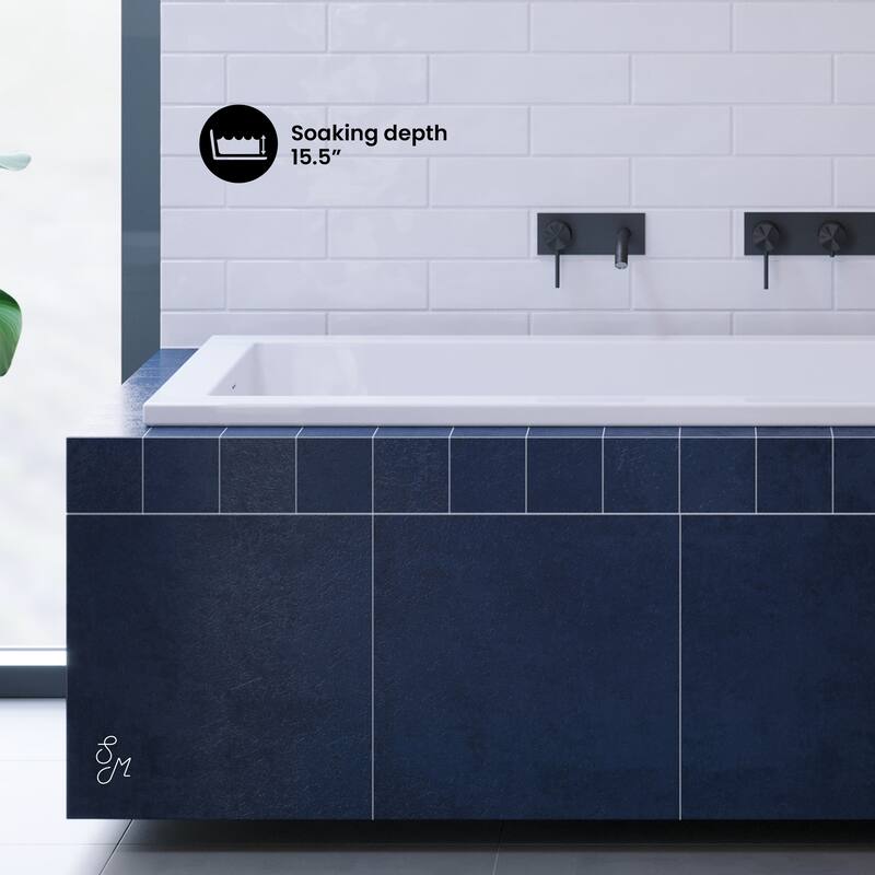 Voltaire 60 X 30 Reversible Drain Soaking Drop-In Bathtub In Glossy White With Integrated Overflow, Drain Included