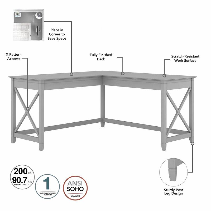 Key West 60W L-Desk with Tufted Office Chair by Bush Furniture