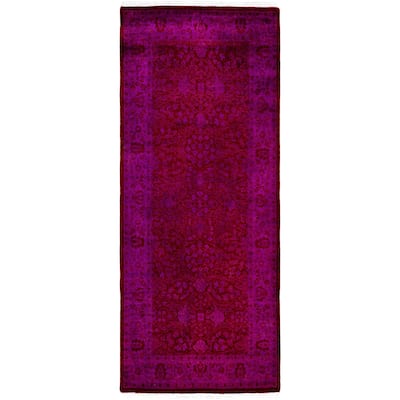 Overdyed One-of-a-Kind Hand-Knotted Area Rug - Red - 3' 0" x 7' 4"