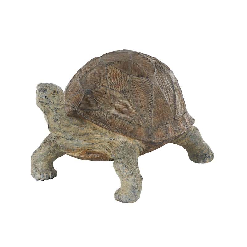Resin Turtle Distressed Textured Garden Sculpture with Patterned Shell - Brown - Roche River Decor
