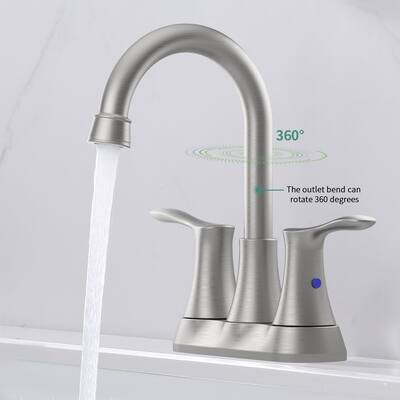 Modern 2 Handle 360 Degree Swivel Bathroom Vanity Sink Faucet with Pop Up Drain and Supply Line, Ceramic Valve Cartridge