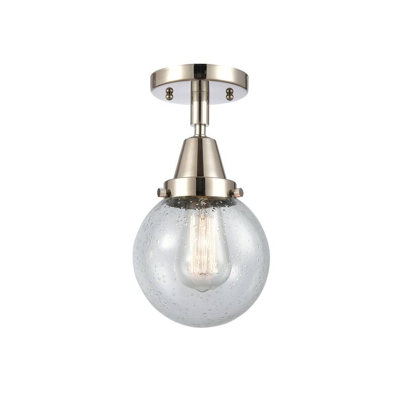 Innovations Lighting 447-1C-11-6 Beacon Flush Mount Beacon 6" Wide - Polished Nickel / Seedy