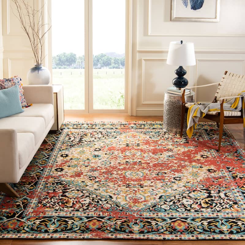 SAFAVIEH Classic Vintage Boho Gaenor Oriental Cotton Rug - 6' x 9' - Red/Charcoal