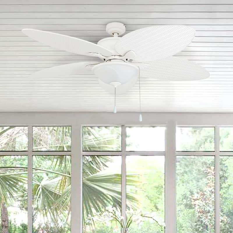 52" Solana Outdoor LED Ceiling Fan, White - 52-inch