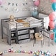 preview thumbnail 2 of 8, Twin Size Low Loft Bed With Pull-Out Desk, Drawers, Cabinet, and Shelves