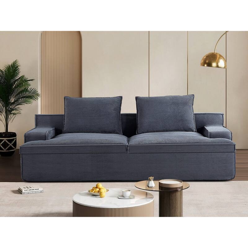 4 Seater Ergonomic Compressed Sofa Oversized Corduroy Couch