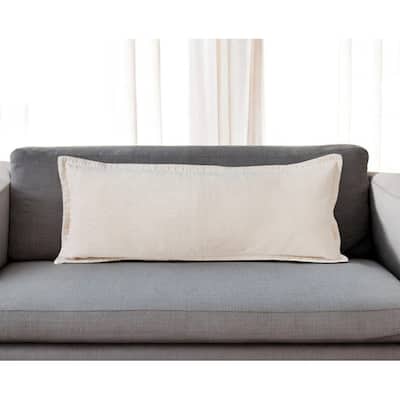 HomeRoots 14" X 36" Beige Cotton Throw Pillow