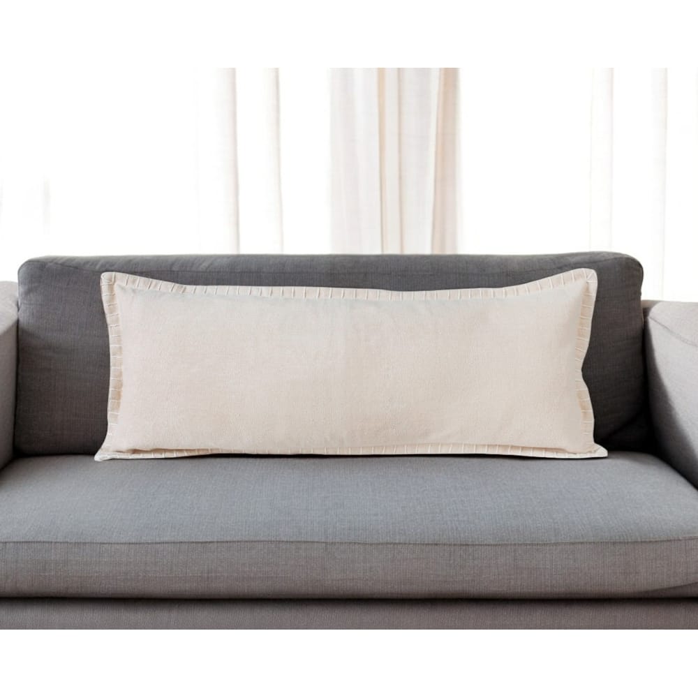 HomeRoots 14" X 36" Beige Cotton Throw Pillow