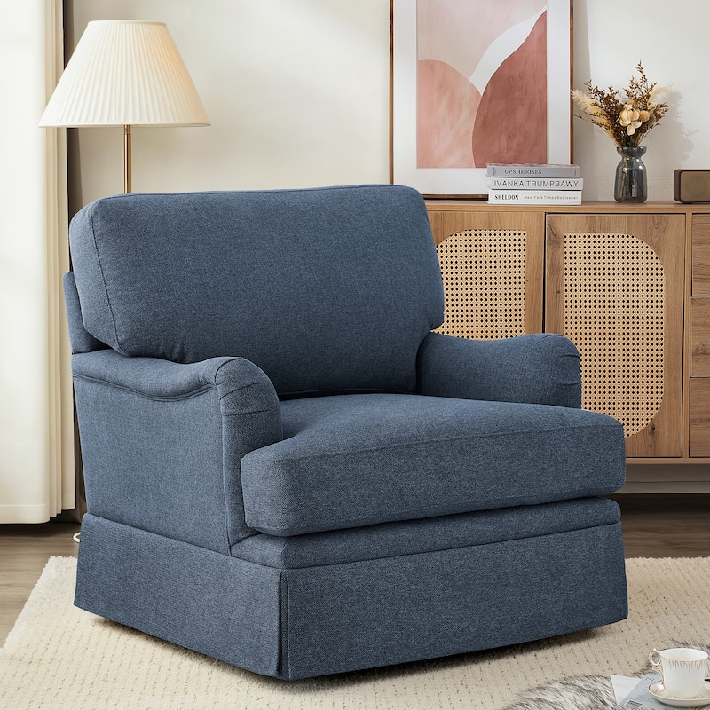 LUE BONA Swivel Fabric Single Sofa with a Removable Storage Ottoman, Living Room Accent Chair Set with Ottoman