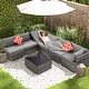 preview thumbnail 57 of 62, EROMMY 6/7 Piece Modular Outdoor Rattan Sofa Set, All-Weather Wicker Patio Furniture with Storage Table, Cushions & Pillows Grey - 7 Pcs