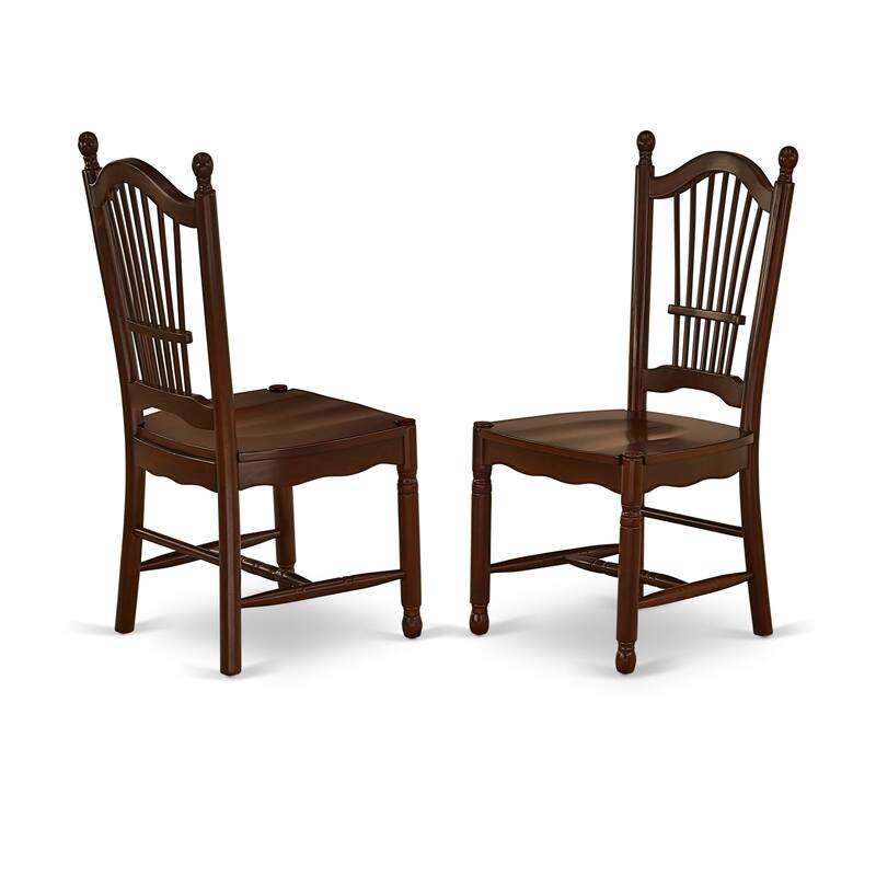 East West Furniture Dining Set Contains a Round Dining Room Table with Pedestal and Wood Seat Chairs, Mahogany(Pieces Options)
