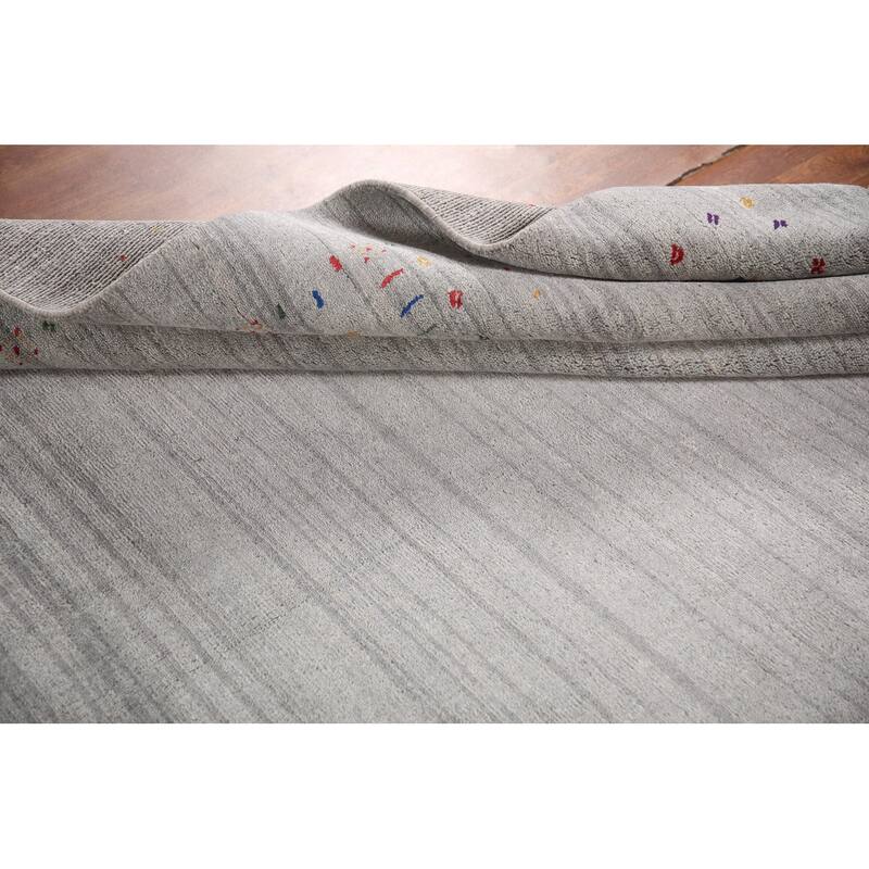 Gabbeh Oriental Square Area Rug Handmade Silk Carpet - 7'9" x 8'2"