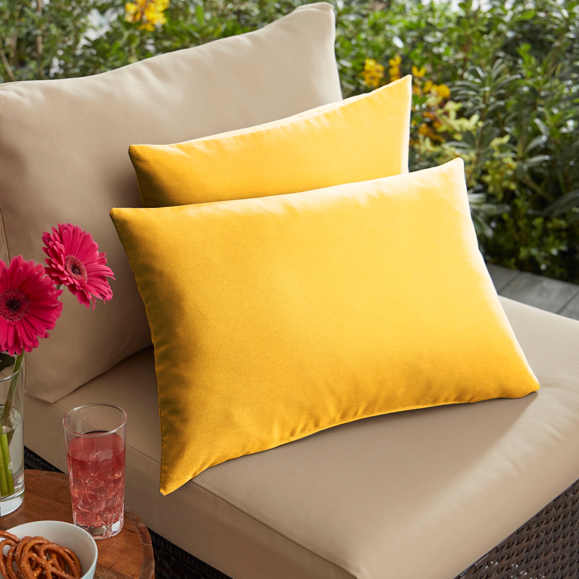 Sunbrella shop yellow pillows