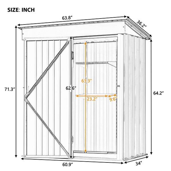5ft x 3ft Outdoor Storage Shed with Adjustable Shelf & Lockable Door