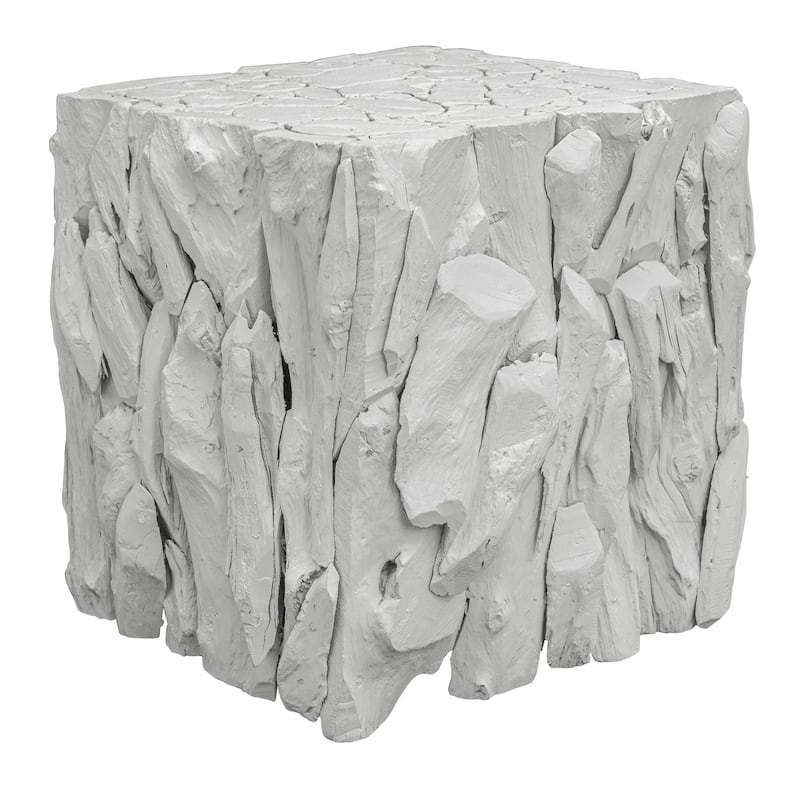 Teak Wood Bunching Cube Side Accent Table - 18.5" - White