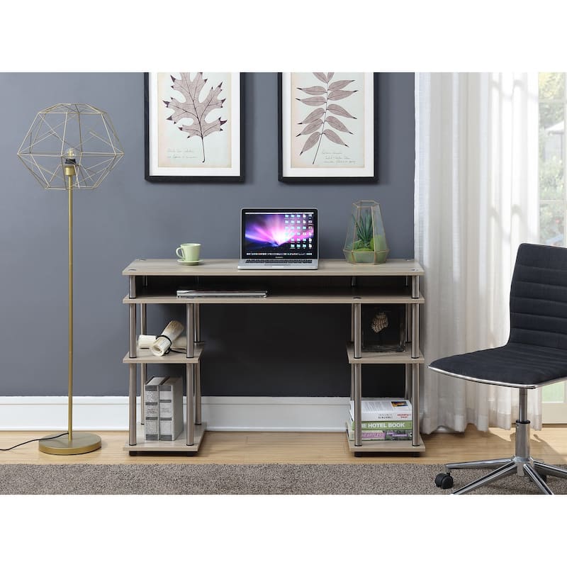Desk with Shelves - No Tools Home Office Computer Desk, Corner Vanity Nail Table - 47" L x 15" W x 30" H