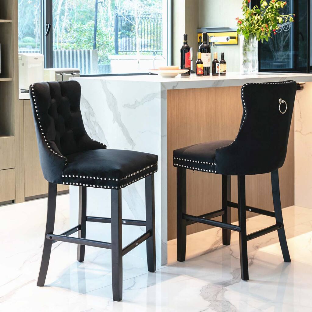Contemporary Velvet Upholstered Barstools