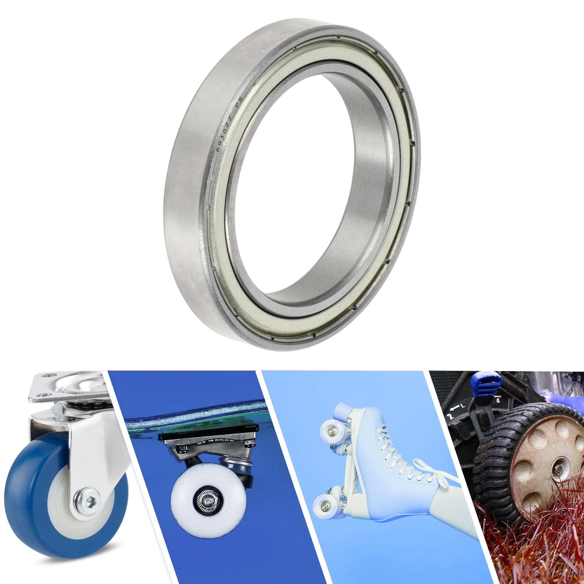 Deep Groove Ball Bearings P0 Lubricated Bearings Double Metal Seals Silver Tone for Scooter Skateboard Wheel - Silver Tone