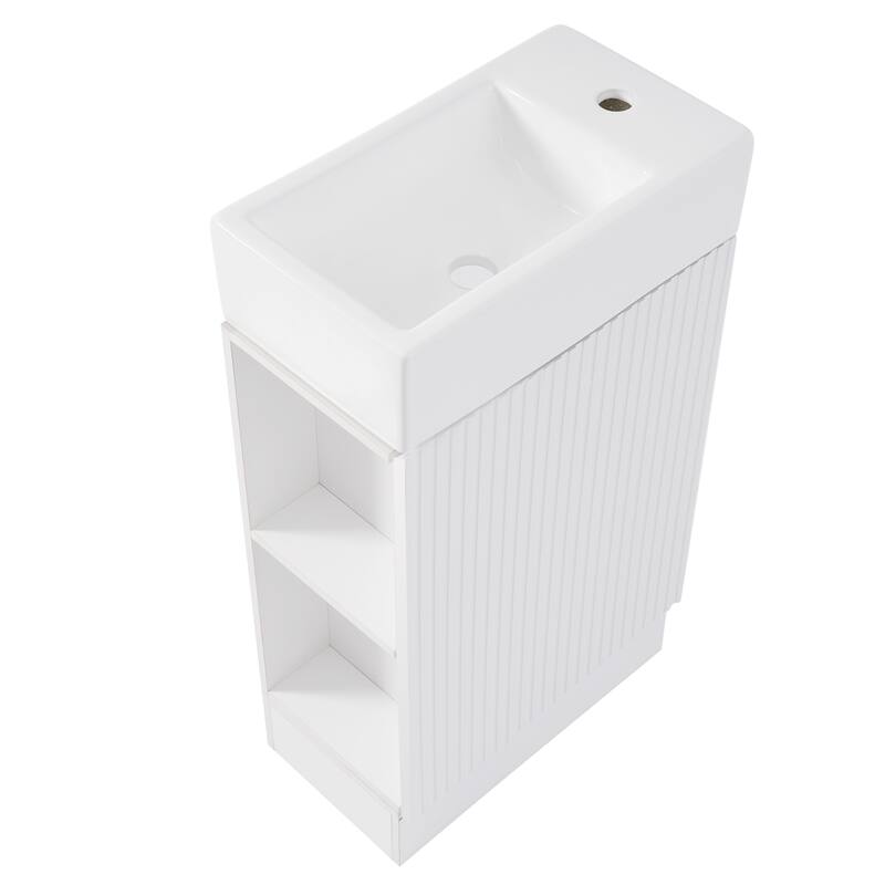 Roomfitters 18.6" Bathroom Vanity with Sink Cabinet with Two-Tier Shelf Left or Right Setup Slim Fit Design