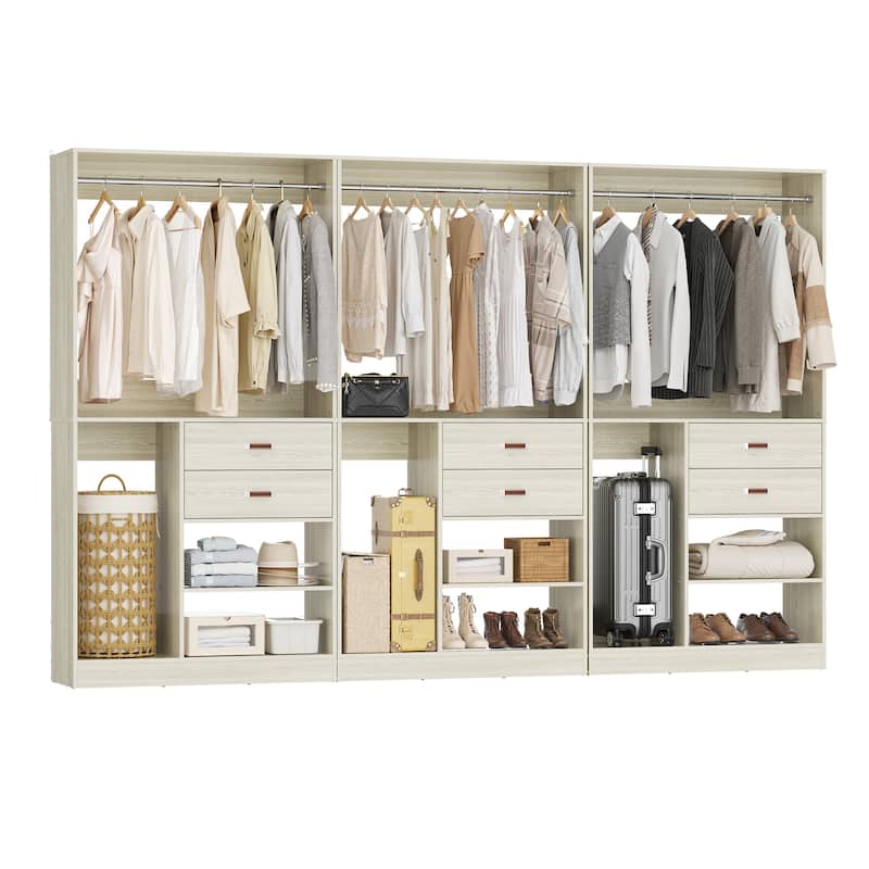 40'' Large Closet System with Shelves and 2 Drawers, Freestanding Closet Organizer with Hanging Rods