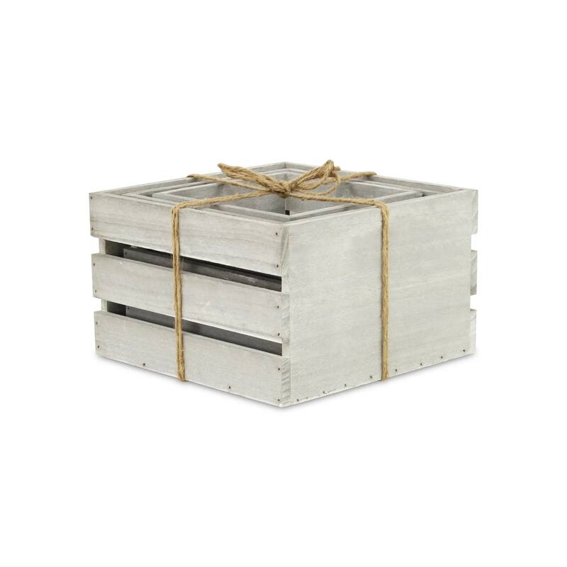 Set of 3 Gray Rustic Farmstead Wooden Crates 11"