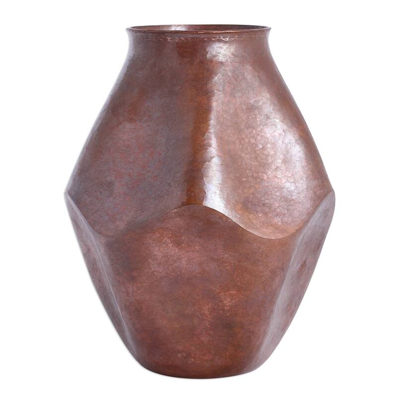 Handmade Abstract Pentagon Copper vase (Mexico)