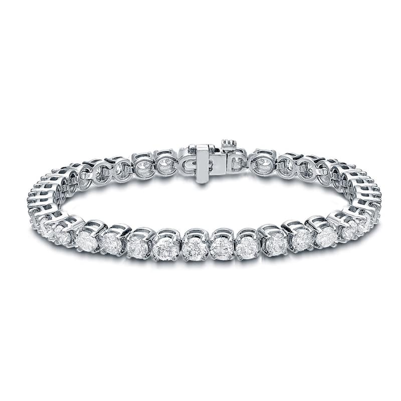 Auriya 14K Gold Lab Grown Round Diamond Tennis Bracelet 2.00 to 20.00 ct. tw. (E-F VS) - White - 8.00 ct. tw.