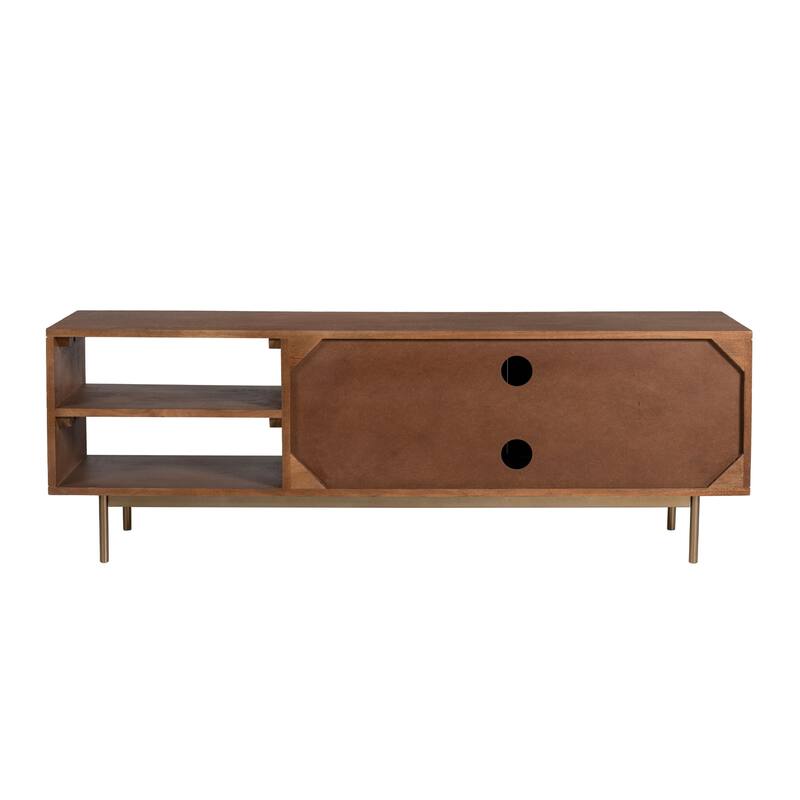 Curtis Solid Wood with Natural Woven Cane TV Stand