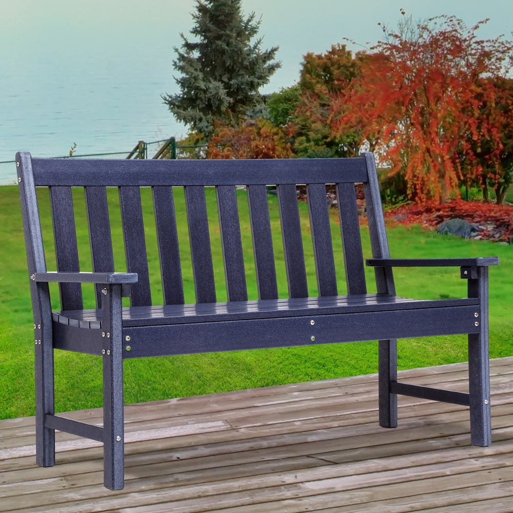 2-person HDPE Outdoor Seating Patio Bench with Arms and Back
