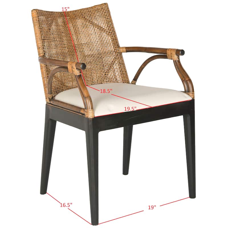 SAFAVIEH Vasatha Tropical Coastal Cushion Arm Chair - 21.5" W x 23.5" L x 32.3" H - 22"Wx24"Dx32"H
