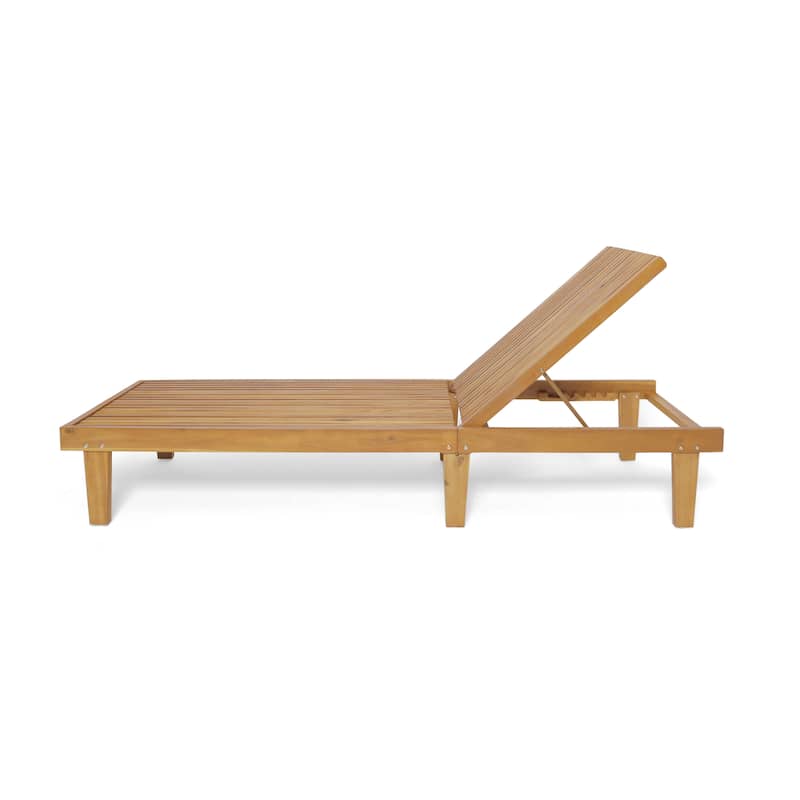 Nadine Outdoor Acacia Wood 3 Piece Chaise Lounge Set by Christopher Knight Home