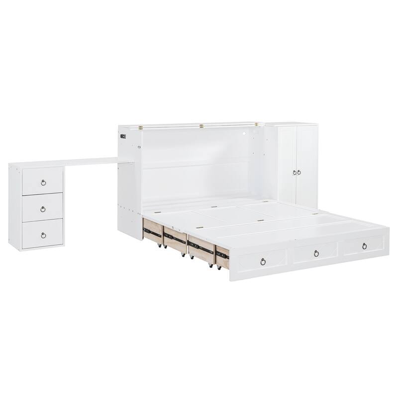 Queen Size Murphy Bed with USB and Drawer Combo