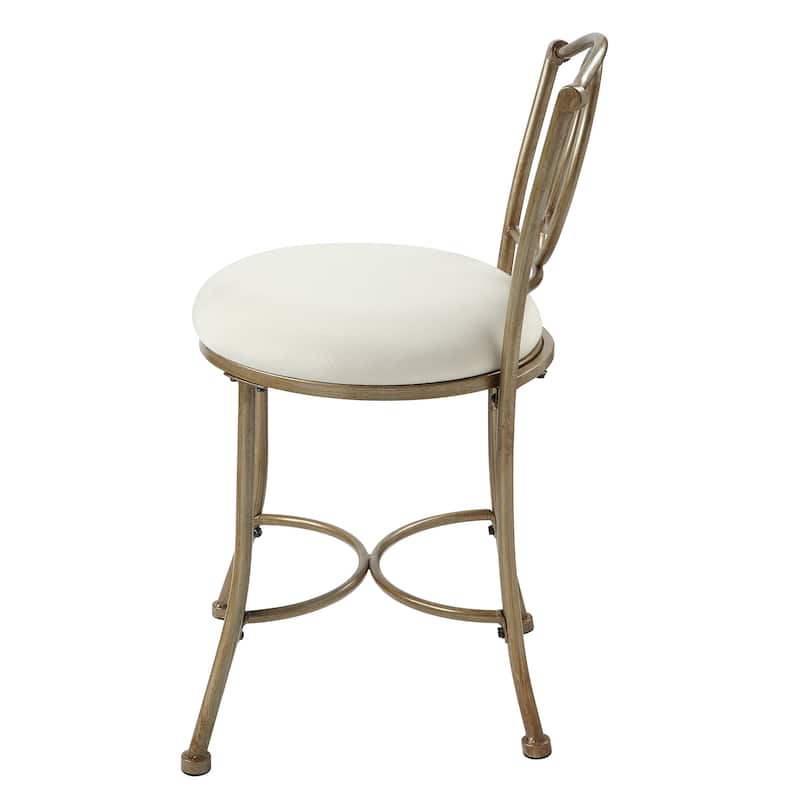 Azalea Park Golden Bronze Upholstered Iron Vanity Stool - Golden Bronze & Creamy White - 16.14 W x 20.08 D x 30.12 H"