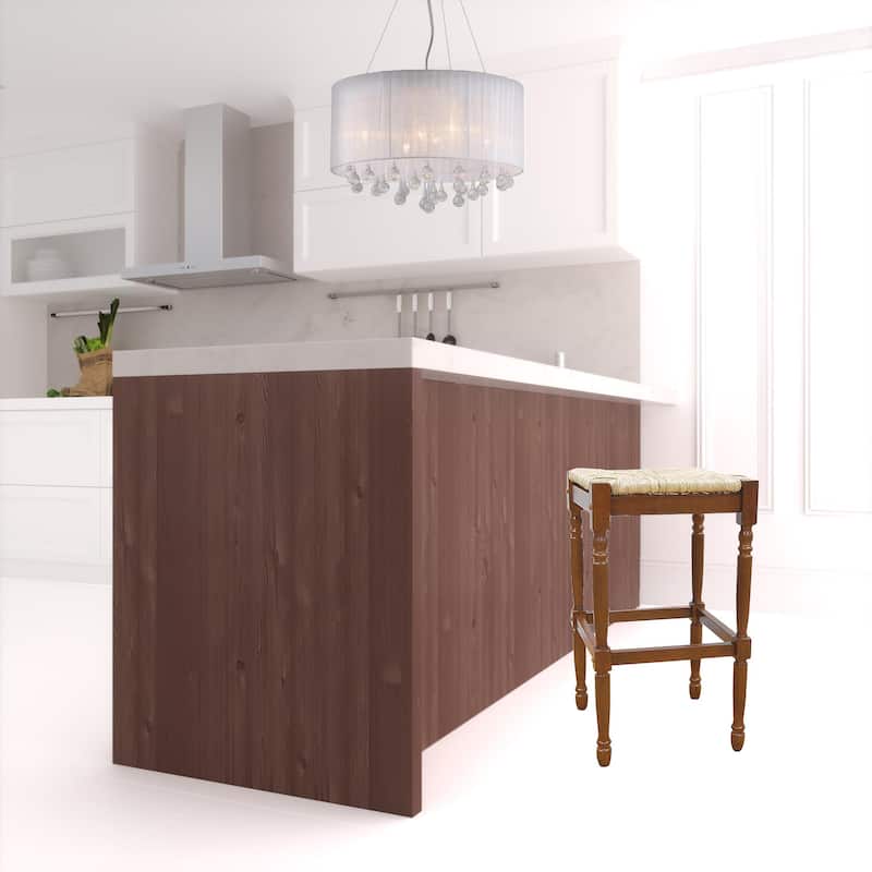 HomeRoots 29" Natural And Brown Solid Wood Backless Bar Height Bar Chair With Footrest - 16.5