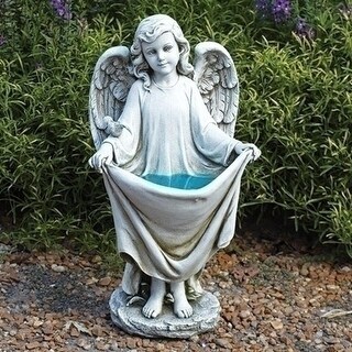 18.5" Solar Angel Holding her Dress Birdbath Garden Statue - Bed Bath ...