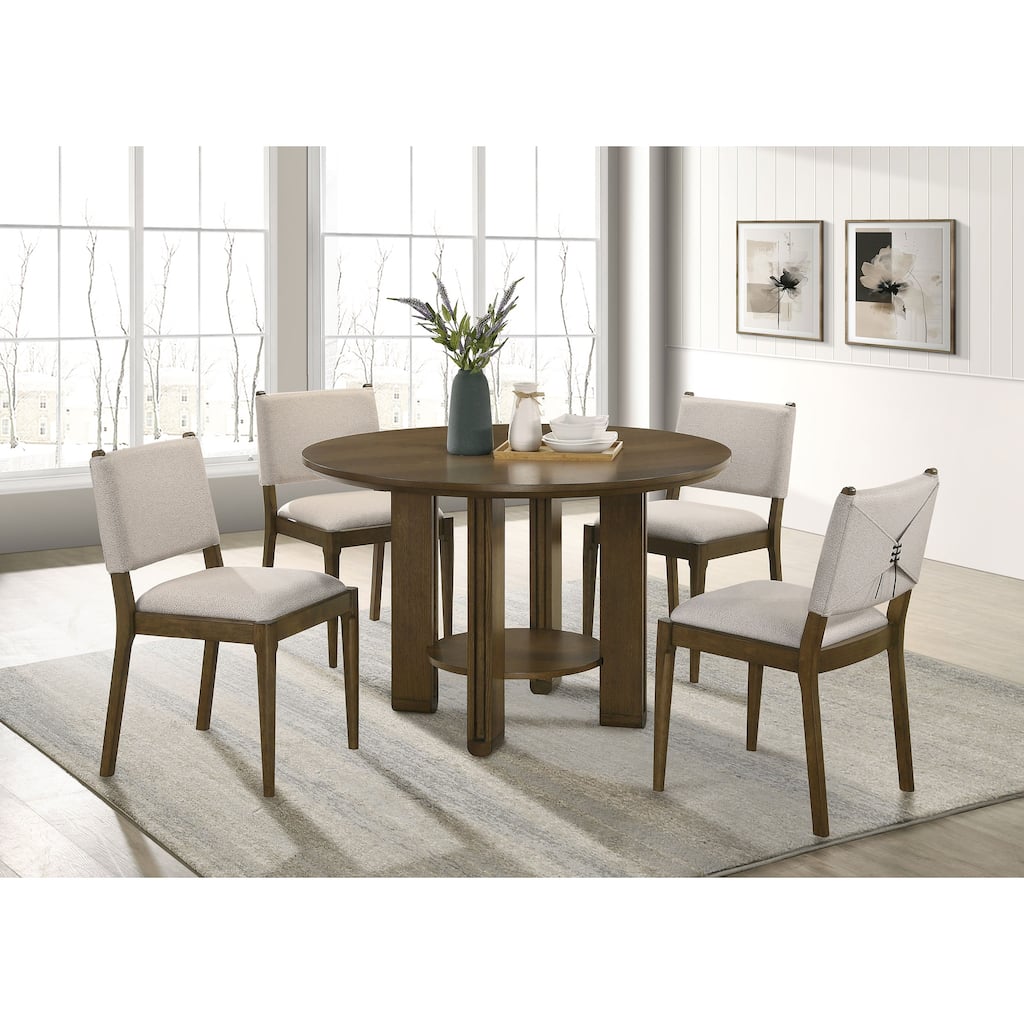 Ottowa 5-piece Round Wood Dining Room Table Set Brown
