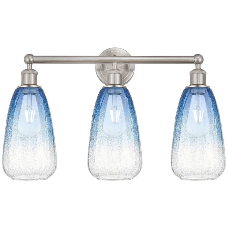 Innovations Lighting 616-3W-16-24 Brookhaven Almond Vanity Brookhaven - Brushed Satin Nickel / Sapphire Blue