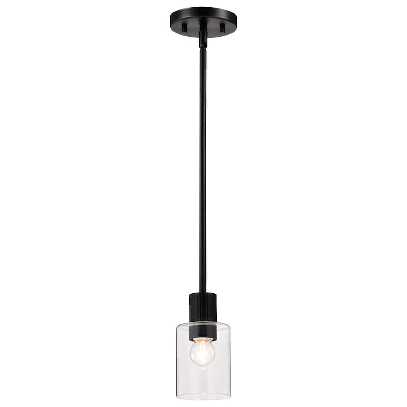 Clarksville 5 Inch Mini Pendant Matte Black with Clear Glass - Matte Black