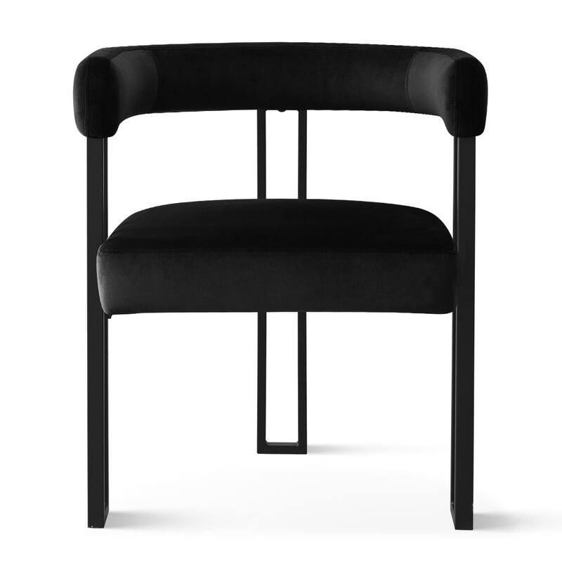 Modern Velvet Upholstered Dining Armchairs with Black Metal Legs (Set of 2/4/6)