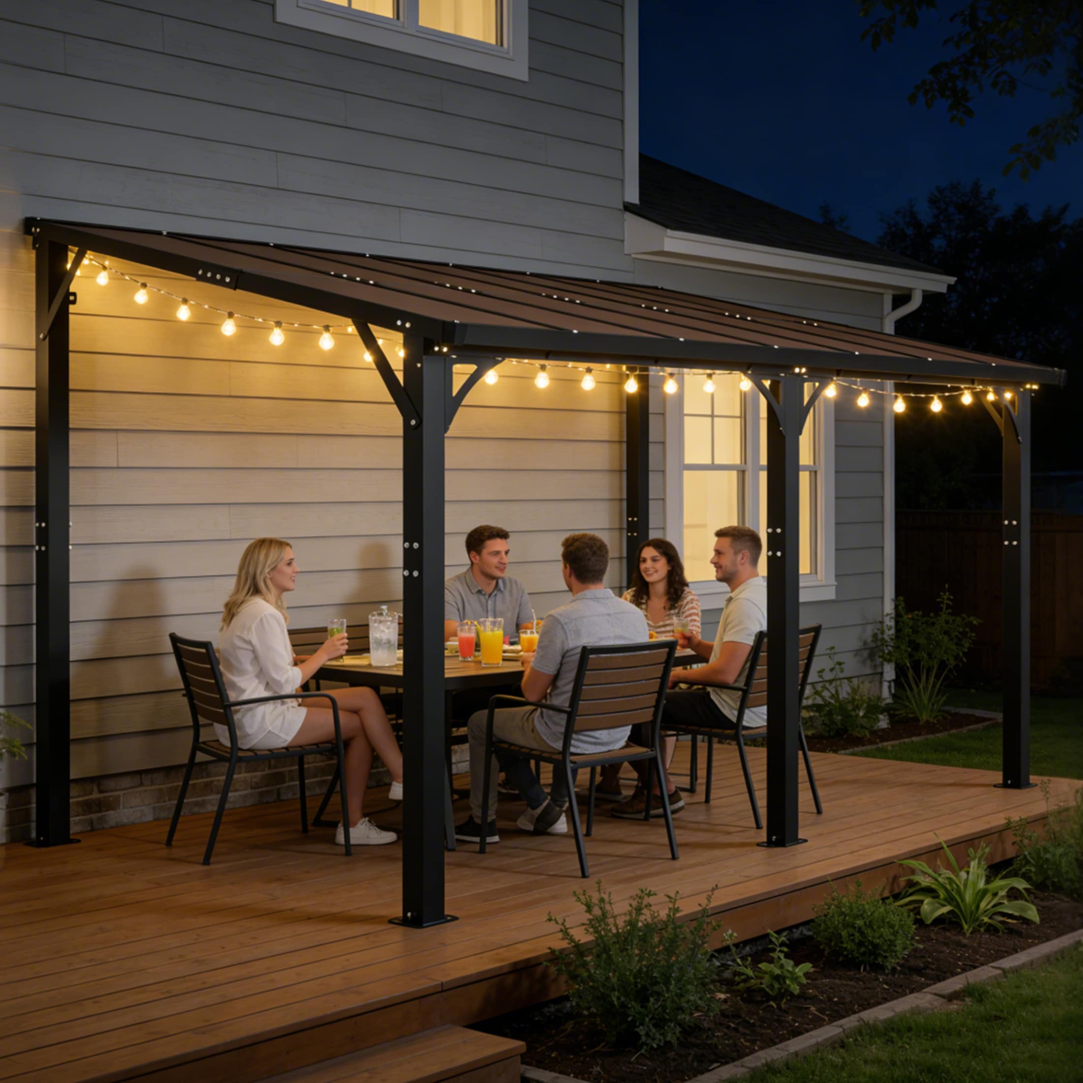 14x10 FT Hardtop Gazebo Heavy Duty Outdoor Pergola with Tinted Polycarbonate Roof