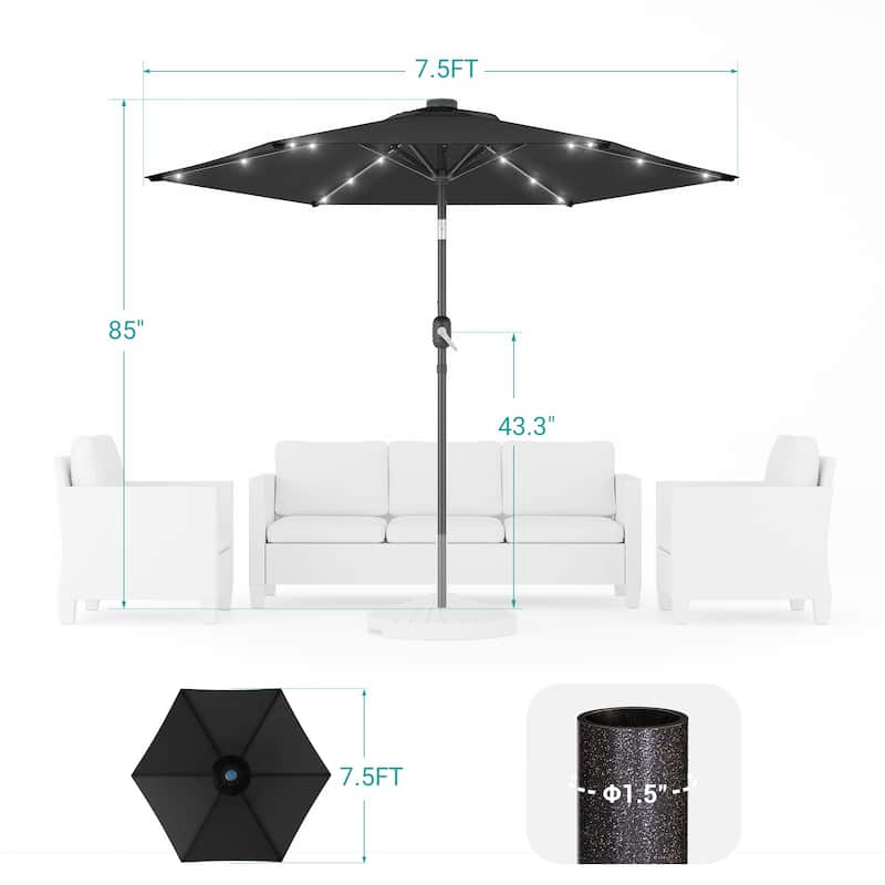 Bonosuki 7.5Ft LED Patio Market Umbrella Outdoor Table Umbrella