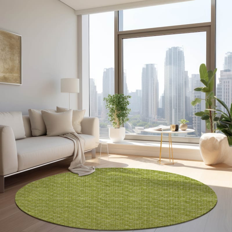 Machine Washable Indoor/ Outdoor Arrows Chantille Rug - 8' x 8' - Aloe