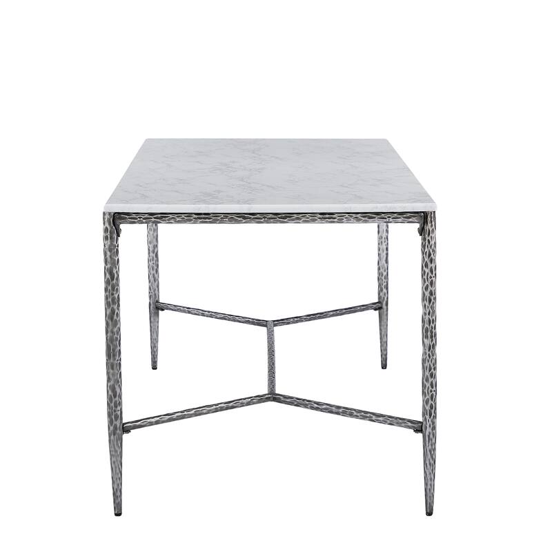 Christopher Knight Home - 7-Piece Industrial Metal Top Dining Set with Upholstered Chairs