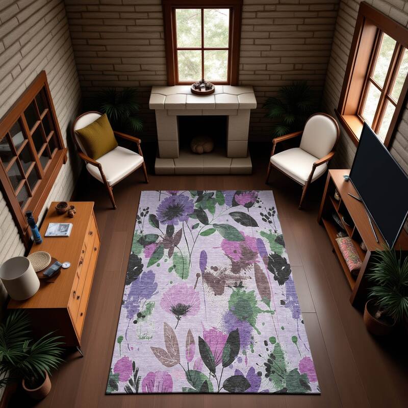 Premium Washable Super Soft Floral Mayfield Rug - Lavender - 10' x 14'
