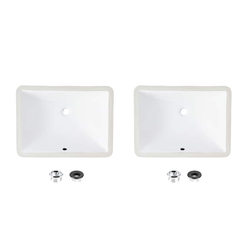 STYLISH 18.25"W x 13"D White Rectangular Undermount Bathroom Sink Set of 2